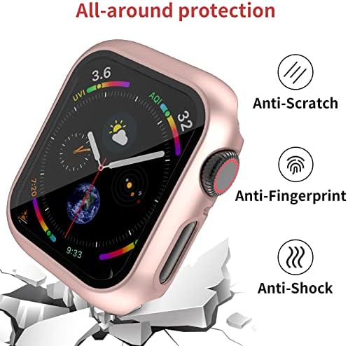 [16 חבילה] מארז מחשב קשה עם מגן מסך תואם לסדרת Apple Watch 4/5/6 40 ממ, קצה מלא מסביב לכסות מסגרת נגד פגוש מגן לאביזרי